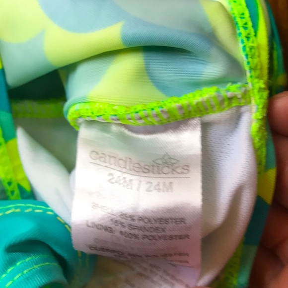 Candlesticks brand lime green/blue fish swimsuit - Picture 3 of 3